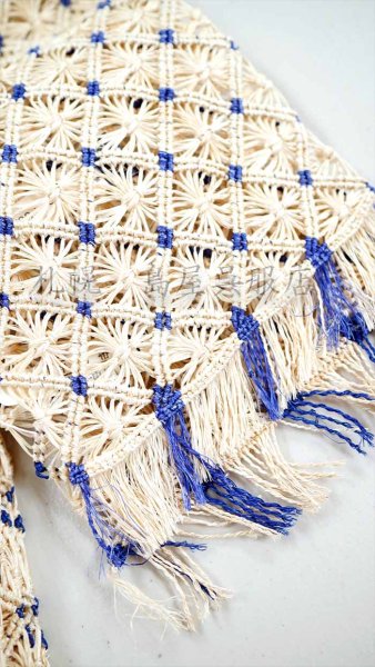 画像3: 【Ｋ様専用品】（夏）半幅帯：誉田屋源兵衛・芭蕉・きなりに青ドット (3)