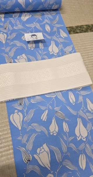 画像1: 【Ｉ様専用品】竺仙・百合（綿紅梅） (1)