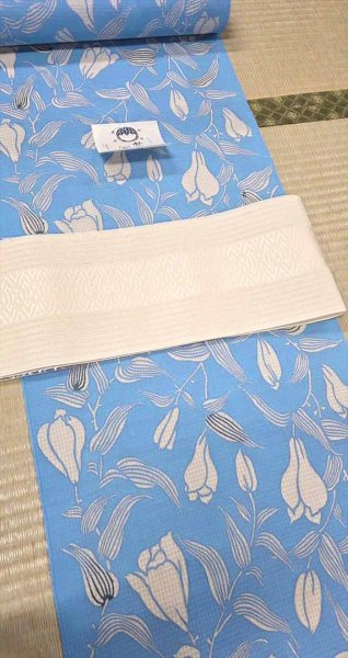 画像1: 【Ｉ様専用品】（夏）半幅帯：博多織・粗紗（献上） (1)