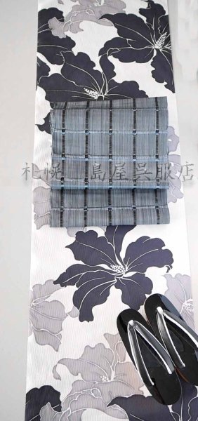 画像8: 【超広幅】島屋オリジナル製作生地・HIBRID（麻×カルキュロ）／モノクロの花 (8)