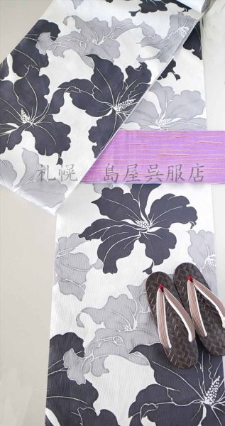 画像10: 【超広幅】島屋オリジナル製作生地・HIBRID（麻×カルキュロ）／モノクロの花 (10)