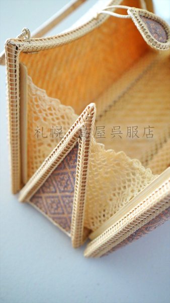 画像4: バッグ：和小物さくら／タイ王室御用達工房の竹細工バッグ（ピンクダイヤ） (4)