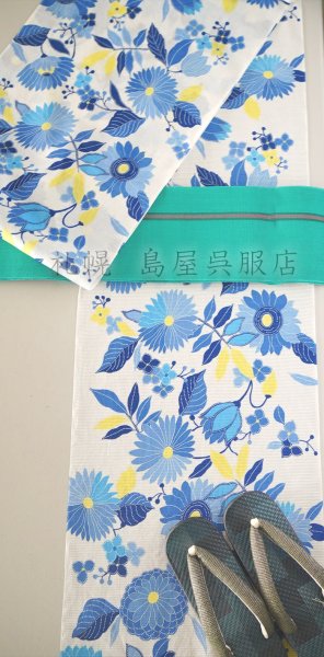 画像6: 紫織庵：ブルーの花々（綿絽） (6)