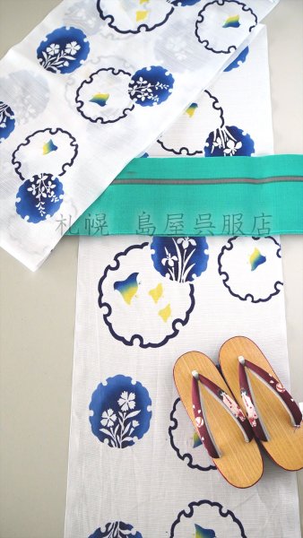 画像5: 竺仙：雪輪取り・千鳥と花（綿絽） (5)
