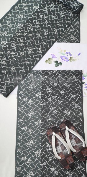画像6: （夏）正絹九寸名古屋帯：朝顔（手描き） (6)