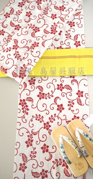 画像10: 女性用下駄：岡重の二枚歯（白更紗） (10)