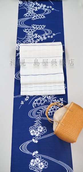 画像6: 竺仙：流水に秋草（綿絽） (6)