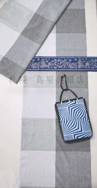 画像6: 【超広幅】伊勢木綿：グレー格子 (6)