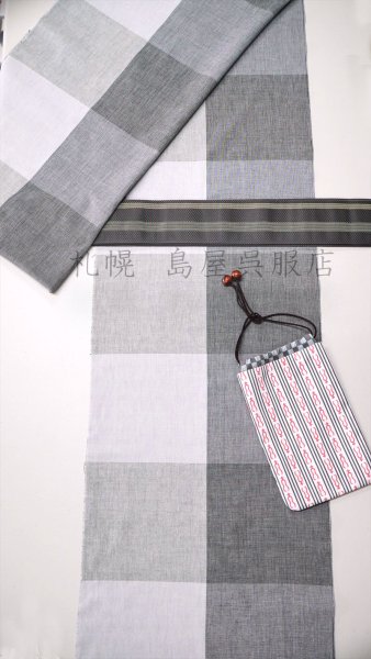 画像5: 【超広幅】伊勢木綿：グレー格子 (5)