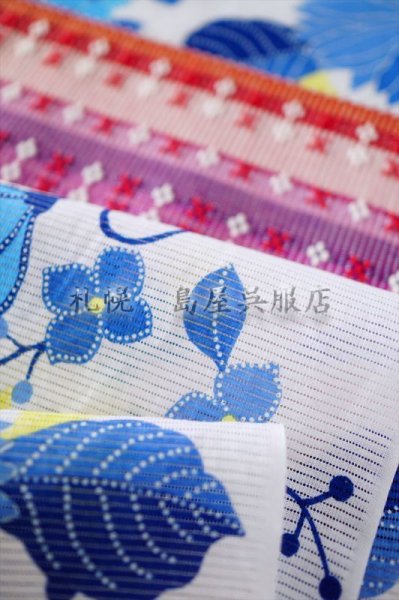 画像3: 紫織庵:ブルーの花々(綿絽) (3)