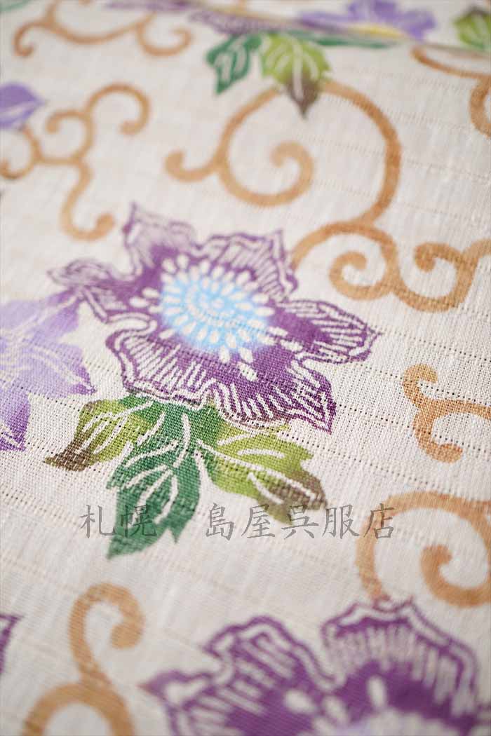 九寸名古屋帯：鉄線（竺仙 型染め）