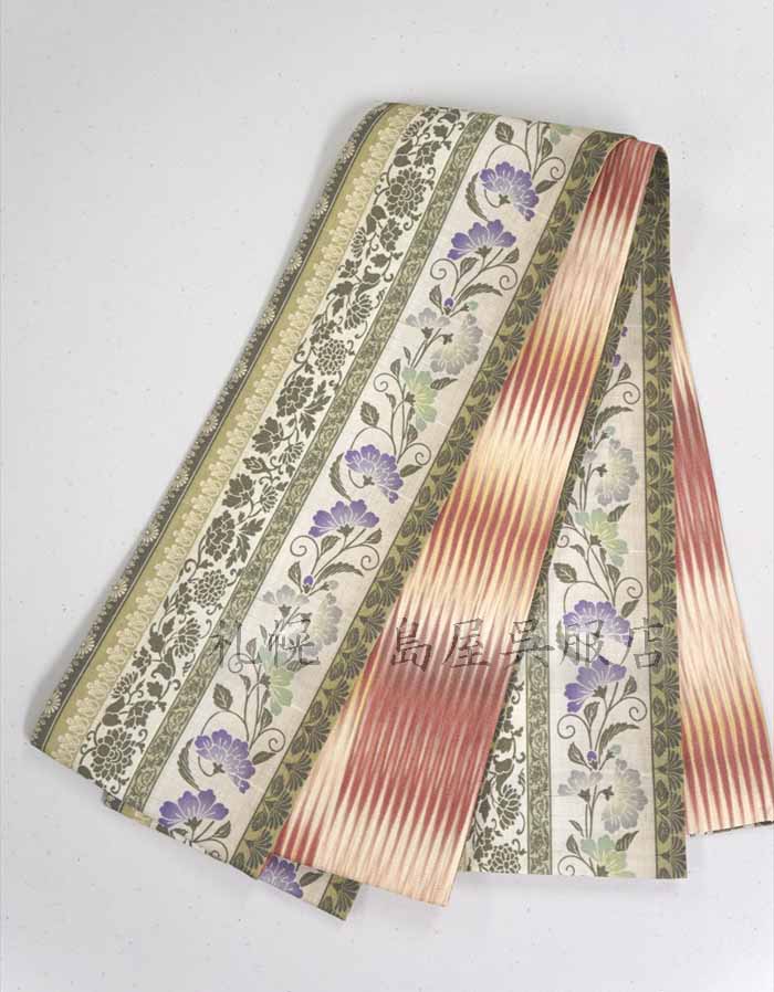 新品未使用　紅型調半幅帯　リバーシブル　日本製　ポリエステル　13,200円 染め正絹リバー シブル半幅帯 紅型調 新品未使用 紅型調半幅帯