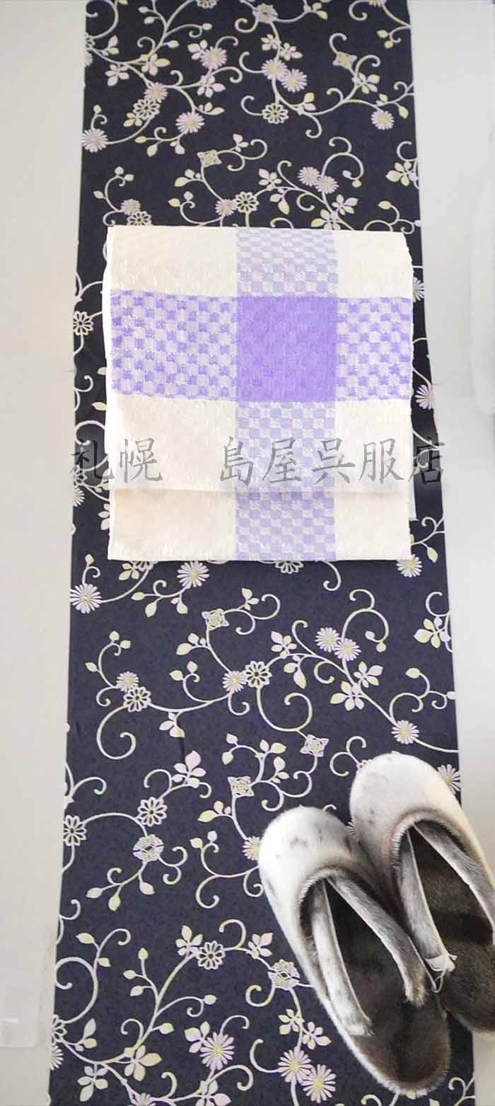 八寸名古屋帯：渡文・紫市松